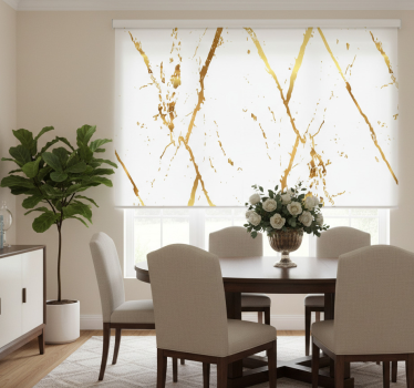 Dining room roller blind in gold marble stripes - TenStickers