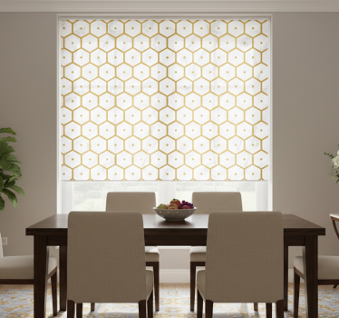 Dining room roller blind in hexagonal gold marble - TenStickers