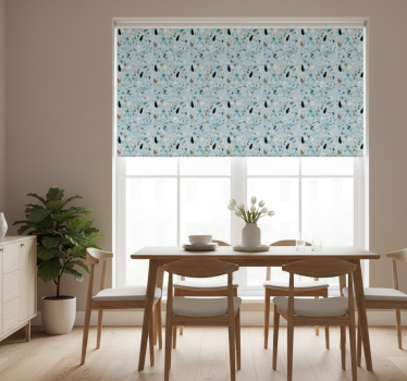 Dining room roller blind light blue terrazzo design - TenStickers