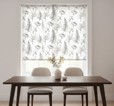 Dining room roller blind black and white tulips - TenStickers