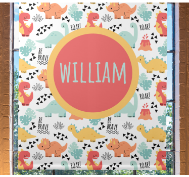 Dinosaur roller blind baby dinosaurs with name circle - TenStickers