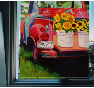 Drawn truck with sunflowers Fruit and vegetable roller blind - TenStickers