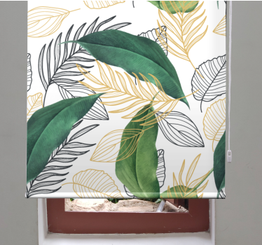 Elegant green and gold leaves Flowers and plant roller blind - TenStickers