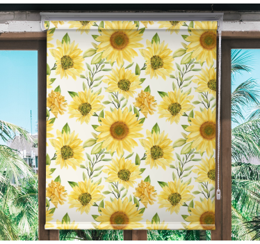 Elegant watercolor floral pattern Flower roller blind - TenStickers