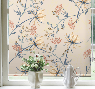 Floral Blossom Beige Pattern flowers and plants roller blind - TenStickers