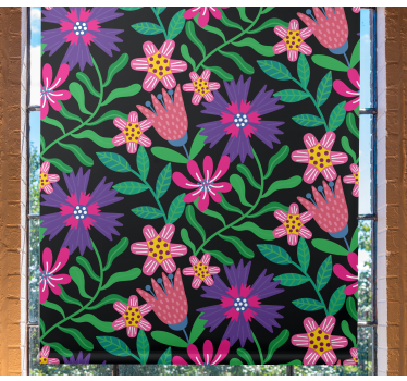Floral Harmony Design flowers and plants roller blind - TenStickers