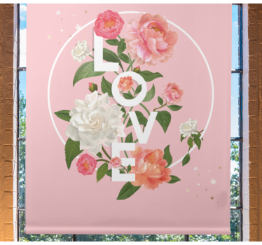 Floral love badge Flower roller blind - TenStickers
