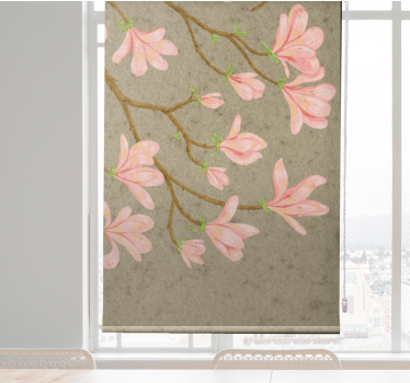 Gentle Pink Flowers flowers and plants roller blind - TenStickers