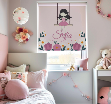 Girl on a swing custom children's window shade - TenStickers