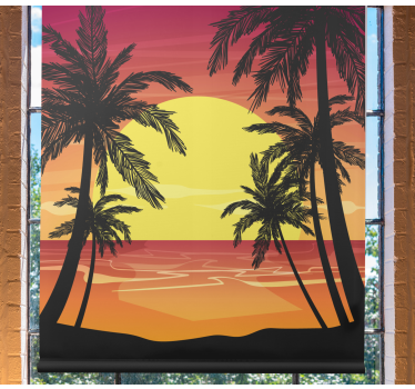 Golden exotic sunset Master bedroom window blind - TenStickers