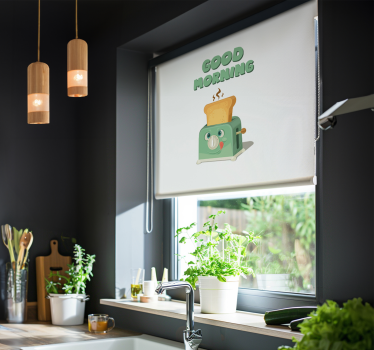 Good morning with toaster kitchen roller blind - TenStickers