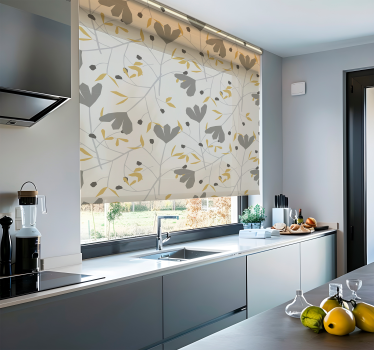 Gray and yellow flowers nordic roller blind - TenStickers