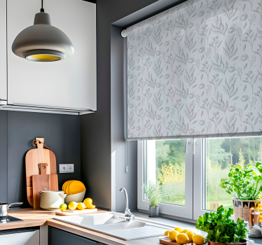 Gray floral pattern nordic roller blind - TenStickers
