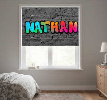 Gray roller blind in rainbow brick design - TenStickers