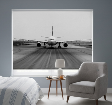 Gray roller blind plane on the runway - TenStickers