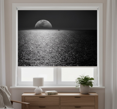 Gray roller blind sea view from the white window - TenStickers