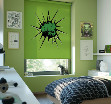 Green fist superhero kids window shade - TenStickers