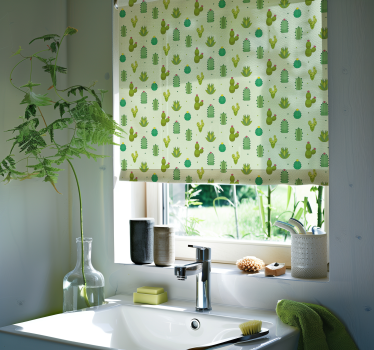 Green pattern cactus roller blind - TenStickers