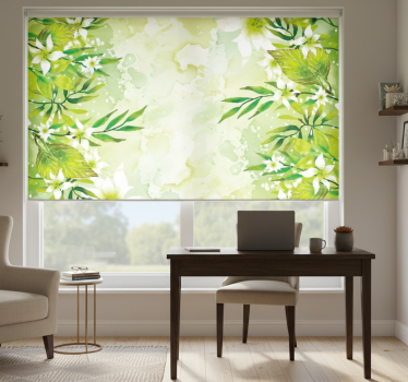 Green roller blind with green floral patterns - TenStickers