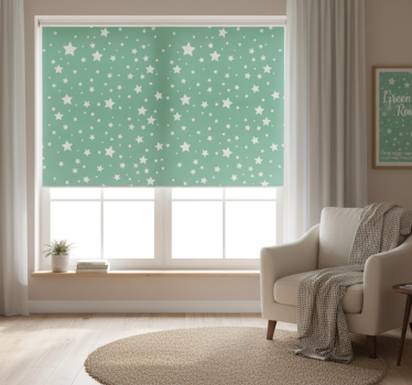 Green roller blind green stars round - TenStickers