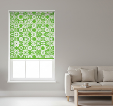 Green roller blind in abstract green and white - TenStickers