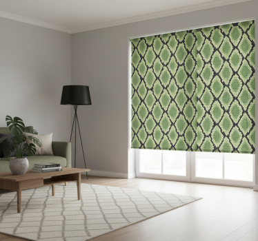 Green roller blind in abstract snakeskin design - TenStickers