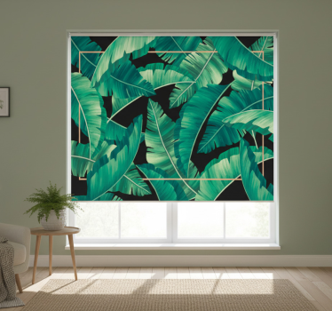 Green roller blind in dark green leaves design - TenStickers