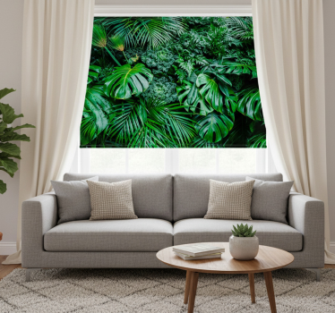 Green roller blind rainy jungle design - TenStickers