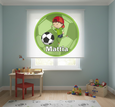Green roller blind with customizable football design - TenStickers