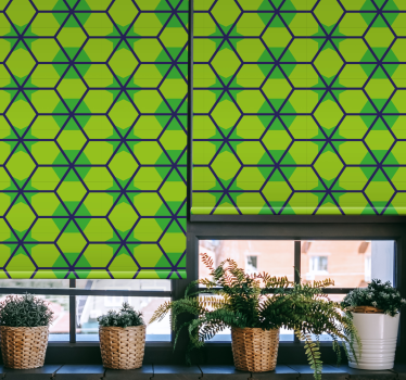 Green roller blind with green geometric patterns - TenStickers