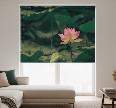 Green roller blind with pink blossom design - TenStickers