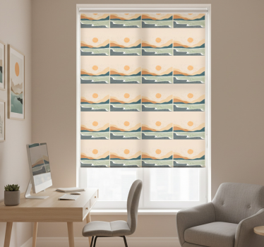 Home office roller blind abstract sunset mountains - TenStickers
