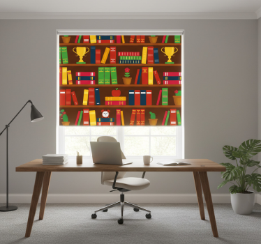 Home office roller blind for your home library - TenStickers