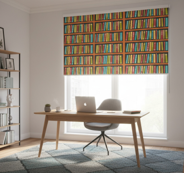 Home office roller blind full colorful library - TenStickers
