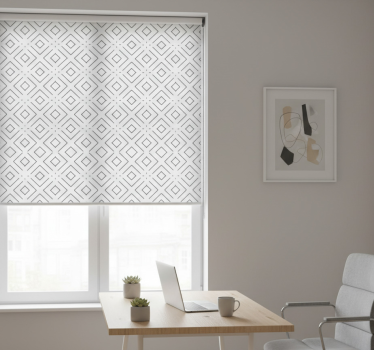 Home office roller blind white geometric pattern - TenStickers