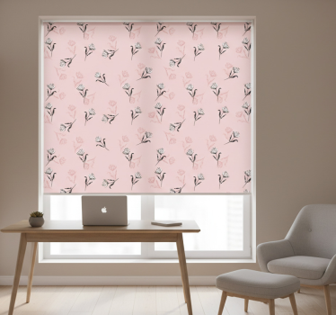 Home office roller blind white lilies on pink - TenStickers