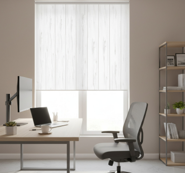 Home office roller blind white wood texture modern rustic - TenStickers