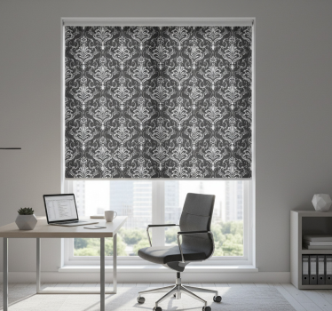 Home office roller blind with baroque floral design - TenStickers