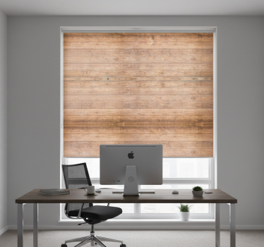 Home office roller blind with horizontal rustic wood - TenStickers
