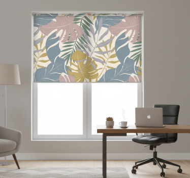 Home office roller blind with tropical leaf design - TenStickers
