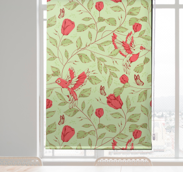 Hummingbirds and blooms flowers and plants roller blind - TenStickers
