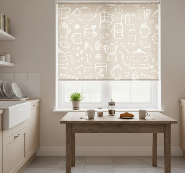 Kitchen roller blind café pattern set - TenStickers