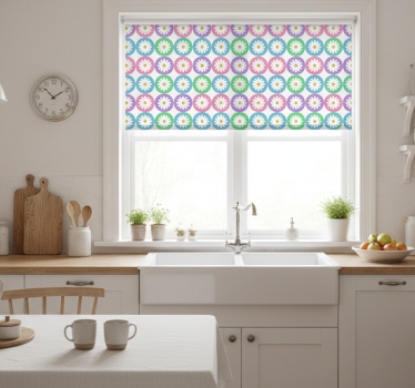 Kitchen roller blind daisy pattern circles - TenStickers