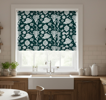 Kitchen roller blind floral tile design - TenStickers
