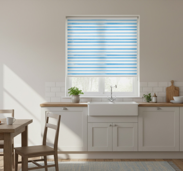 Kitchen roller blind in blue textured check - TenStickers