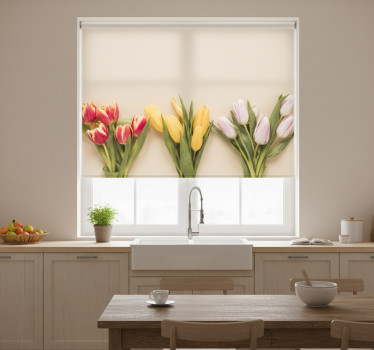 Kitchen roller blind in three flower colors - TenStickers
