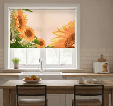 Kitchen roller blind painted sunflowers - TenStickers