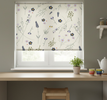 Kitchen roller blind purple wildflower floral - TenStickers