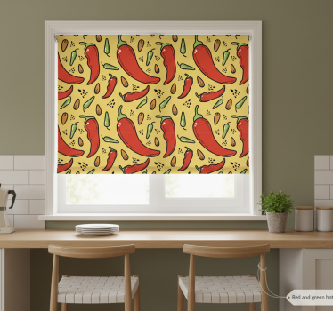 Kitchen roller blind in red and green hot chili - TenStickers