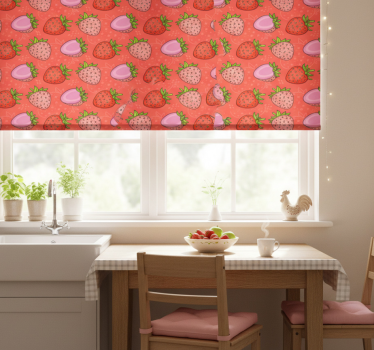Kitchen roller blind seamless red and pink strawberries - TenStickers